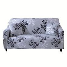(Grey Falling Leaves, 3 Seater) 1pc Printed Sofa Cover Stretch Couch Covers with 1pc Cushion Cover, Patterned Loveseat