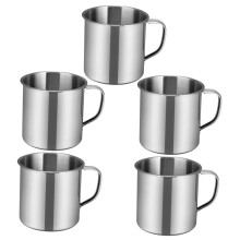 5 Piece Stainless Steel Drinking Cups Set for Kids, Drop Resistant, Easy to Clean, Smooth Rim