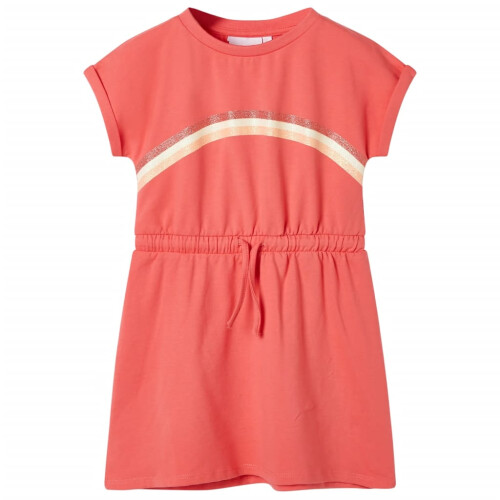 Kids' Dress with Drawstring Coral 116