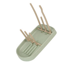 Baby Bottle Drying Rack with Removable Tray, Wheat Straw Compact Countertop Organizer for Bottles and Cups, EasyClean Fast Drying