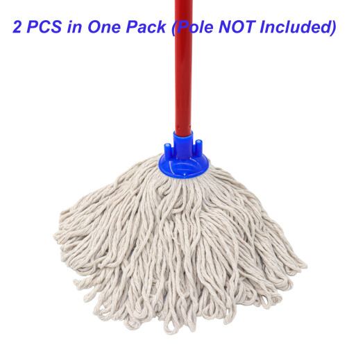 Cotton Mop Replacement Head 2 Pack, Fast Absorption Looped End String Mop Refill for 3/4 Inch Acme Thread Pole 1