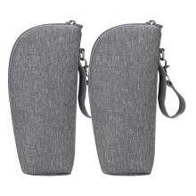2 Pack Gray Insulated Bottle Bag with Temperature Control for Travel and Stroller Use