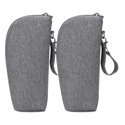 2 Pack Gray Insulated Bottle Bag with Temperature Control for Travel and Stroller Use