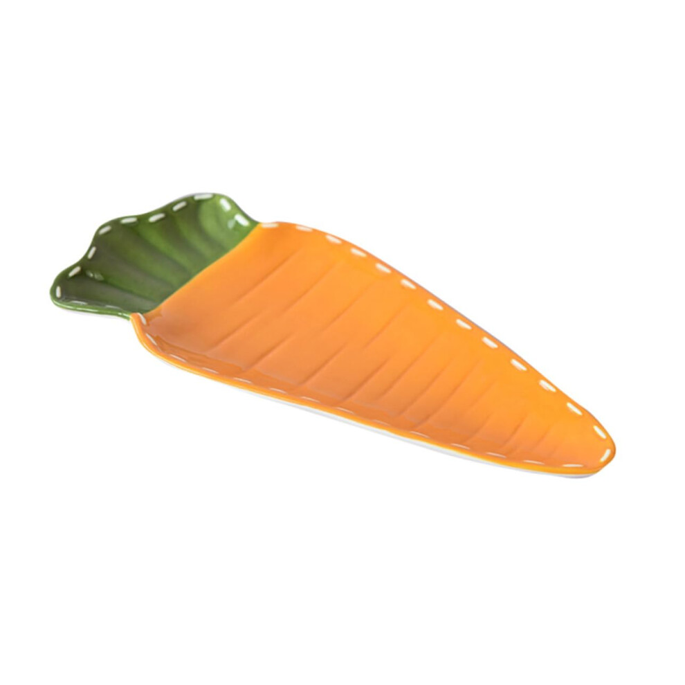 Ceramic Kids Plate Creative Carrot Shaped Dinner Plate Easy Clean Lightweight Dish for Home Use