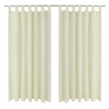 2 pcs Cream Micro-Satin Curtains with Loops 140 x 245 cm