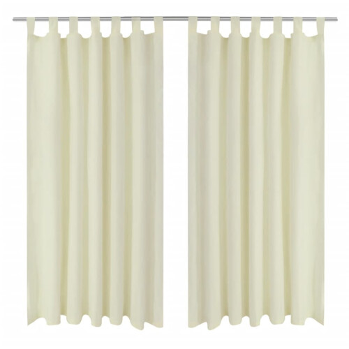2 pcs Cream Micro-Satin Curtains with Loops 140 x 245 cm