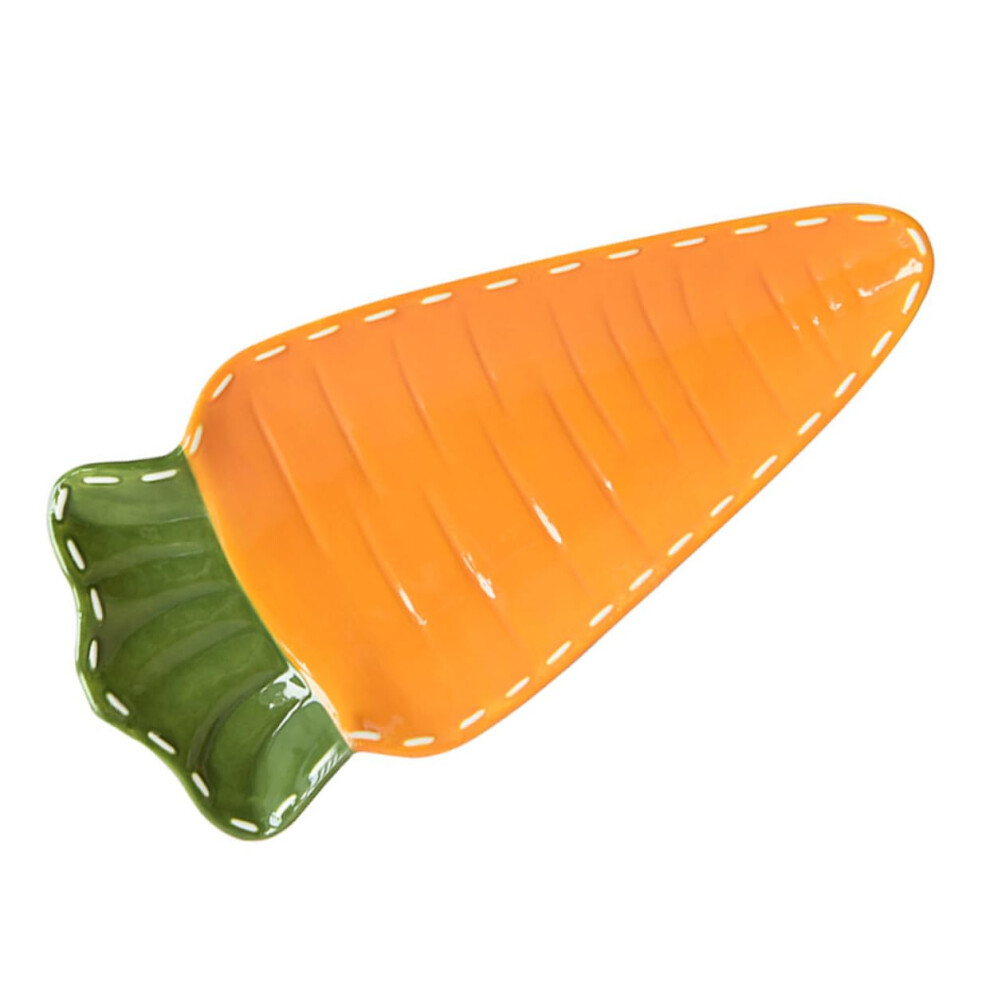 Carrot Shaped Ceramic Kids Dinner Plate with Playful Design, Easy Clean Surface, Ideal for Easter