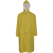 Berkfield Waterproof Heavy-duty Long Raincoat with Hood Yellow XXL