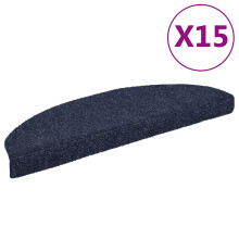 Berkfield Stair Mats Self-adhesive 15 pcs 65x21x4 cm Blue Half Round Large