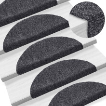 Berkfield Stair Mats Self-adhesive 15 pcs 56x17x3 cm Dark Grey Half Round