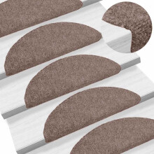 Berkfield Stair Mats Self-adhesive 15 pcs 56x17x3 cm Light Brown Half Round