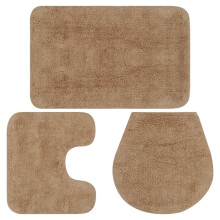 Berkfield Bathroom Mat Set 3 Pieces Fabric Beige