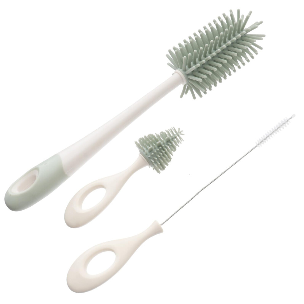 Silicone Baby Bottle Cleaning Brush Set With Flexible Bristles And Long Handle For Bottles And Pacifiers Light/Green
