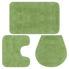 Berkfield Bathroom Mat Set 3 Pieces Fabric Green