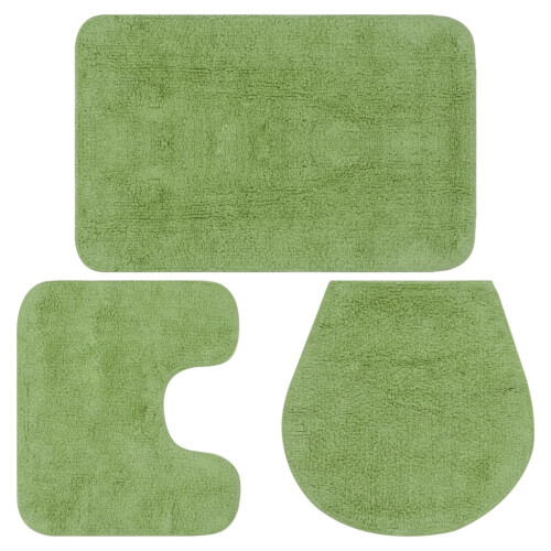 Berkfield Bathroom Mat Set 3 Pieces Fabric Green