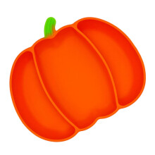 Silicone Divided Plate for Toddlers Baby Suction Plate Microwave Dishwasher Safe Orange