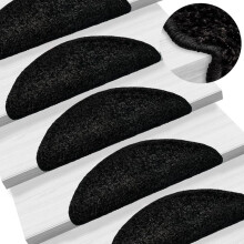 Berkfield Stair Mats 15 pcs 56x17x3 cm Black Half Round