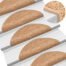 Berkfield Stair Mats 15 pcs 56x17x3 cm Beige Half Round
