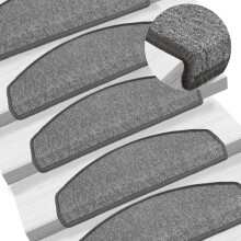 Berkfield Stair Mats 15 pcs 65x24x4 cm Dark Grey Half Round Large