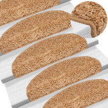 Berkfield Stair Mats 15 pcs 65x21x4 cm Beige Half Round Large
