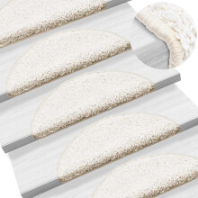 Berkfield Stair Mats 15 pcs 56x17x3 cm White Half Round
