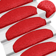 Berkfield Stair Mats 15 pcs 65x21x4 cm Red Half Round Large