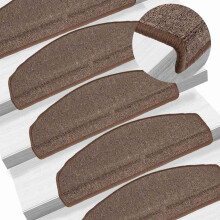Berkfield Stair Mats 15 pcs 65x24x4 cm Coffee Brown Half Round Large