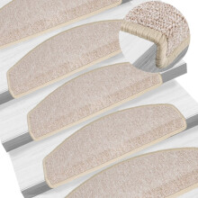 Berkfield Stair Mats 15 pcs 65x24x4 cm Taupe Half Round Large