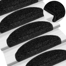 Berkfield Stair Mats 15 pcs 65x21x4 cm Black Half Round Large