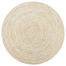Berkfield Handmade Rug Jute White and Natural 120 cm