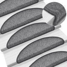 Berkfield Stair Mats 15 pcs 56x17x3 cm Dark Grey Half Round