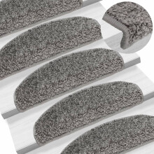 Berkfield Stair Mats 15 pcs 65x21x4 cm Grey Half Round Large