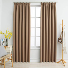 Berkfield Blackout Curtains with Hooks 2 pcs Taupe 140x225 cm