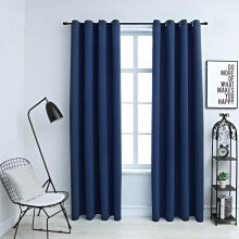 Berkfield Blackout Curtains with Metal Rings 2 pcs Blue 140x245 cm