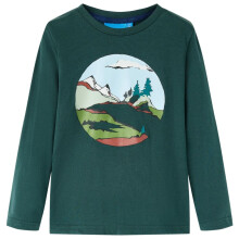 Kids' T-shirt with Long Sleeves Dark Green 92