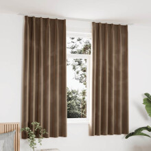 Berkfield Blackout Curtains 2 pcs with Hooks Velvet Beige 140x175 cm