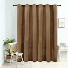 Berkfield Blackout Curtain with Metal Rings Velvet Beige 290x245 cm