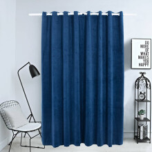 Berkfield Blackout Curtain with Metal Rings Velvet Dark Blue 290x245 cm