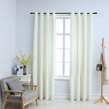 Berkfield Blackout Curtains with Rings 2 pcs Velvet Cream 140x245 cm