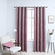 Berkfield Blackout Curtains with Rings 2pcs Velvet Antique Pink 140x175cm