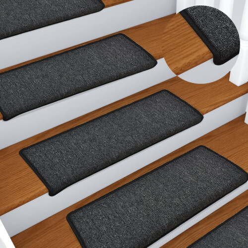 Berkfield Stair Mats 15 pcs 65x21x4 cm Anthracite Rectangular Edge