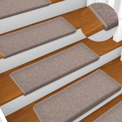 Berkfield Stair Mats 15 pcs 65x21x4 cm Light Brown Rectangular Edge
