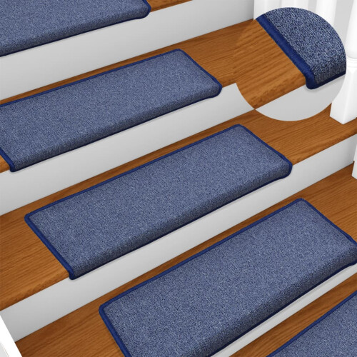 Berkfield Stair Mats 15 pcs 65x21x4 cm Blue Rectangular Edge