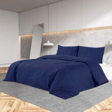 Berkfield Duvet Cover Set Navy Blue 135x200 cm Light-weight Microfiber