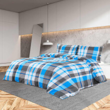 Berkfield Duvet Cover Set Blue and Grey 140x200 cm Cotton