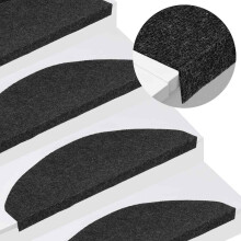 Berkfield Stair Mats Self-adhesive 15 pcs 65x22.5x3.5 cm Black