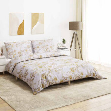 Berkfield Duvet Cover Set White and Brown 200x220 cm Cotton