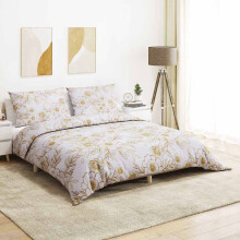 Berkfield Duvet Cover Set White and Brown 140x200 cm Cotton