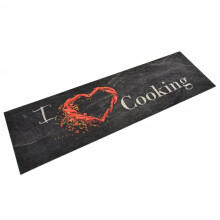 Berkfield Kitchen Rug Washable Cooking Black 45x150 cm Velvet