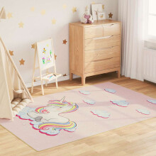 Berkfield Kids' Rug Pink 160x230 cm Unicorn Washable